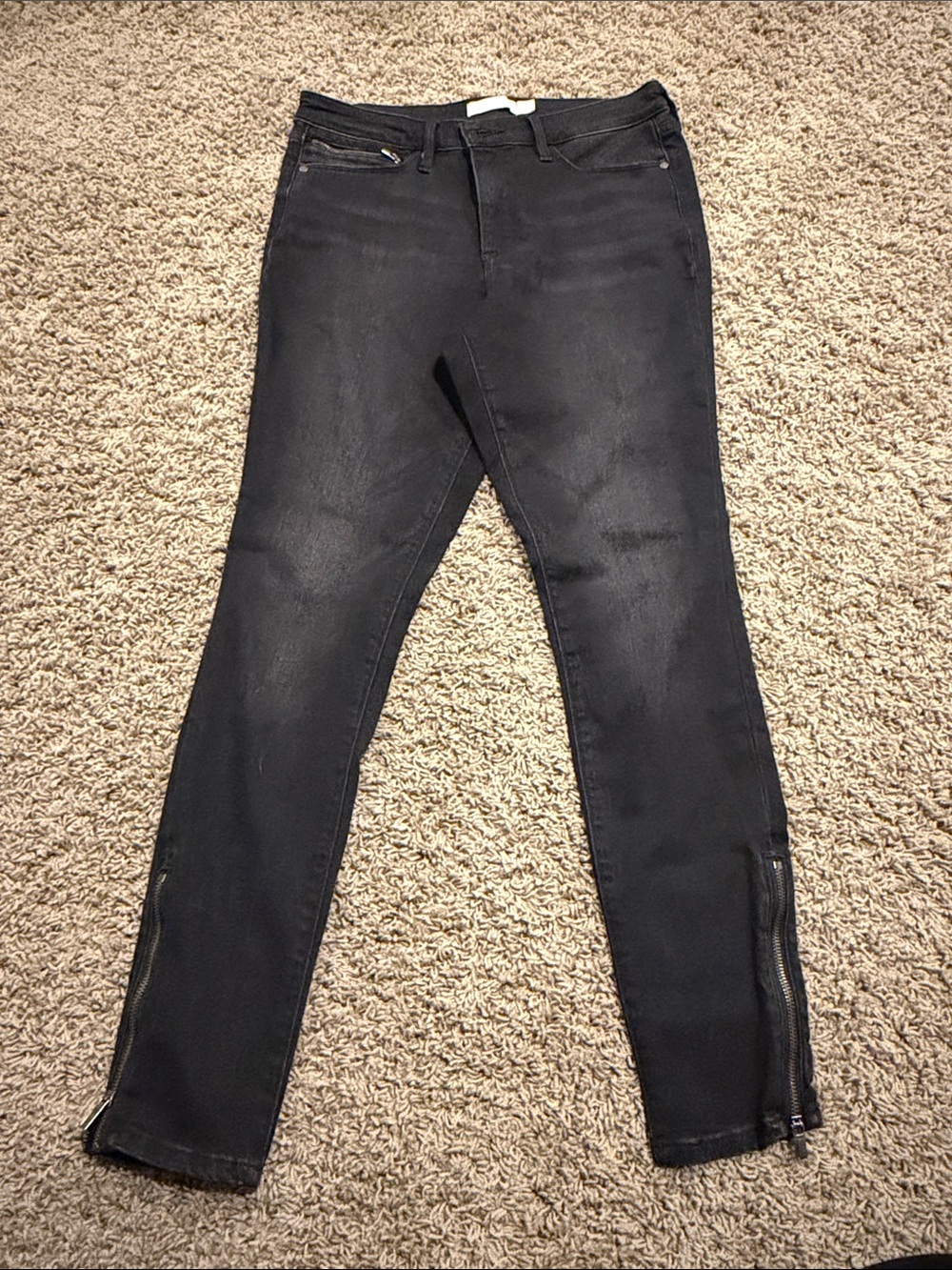 Athleta Black Skinny Jeans with Ankle Zippers